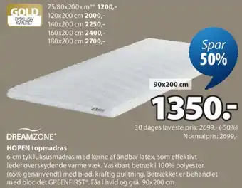 JYSK HOPEN topmadras tilbud