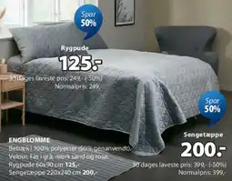 JYSK ENGBLOMME sengetæppe / rygpude tilbud