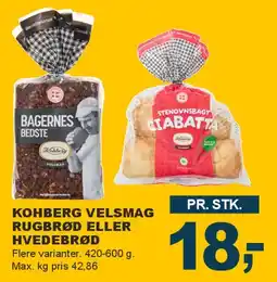 Let-Køb Kohberg Velsmag rugbrød eller hvedebrød / Ciabatta tilbud