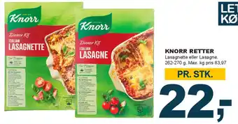 Let-Køb Knorr Retter (Lasagnette / Lasagne) tilbud