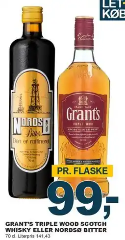 Let-Køb GRANT'S TRIPLE WOOD SCOTCH WHISKY / NORDSØ BITTER tilbud