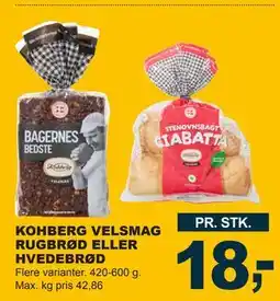 Let-Køb KOHBERG VELSMAG RUGBRØD ELLER HVEDEBRØD tilbud