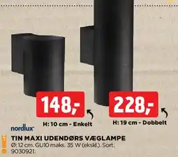 jem & fix TIN MAXI UDENDØRS VÆGLAMPE tilbud