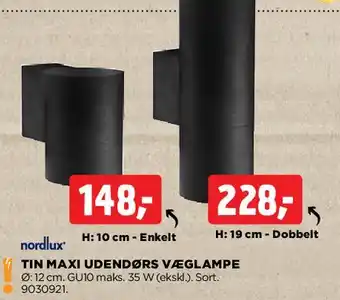 jem & fix TIN MAXI UDENDØRS VÆGLAMPE tilbud