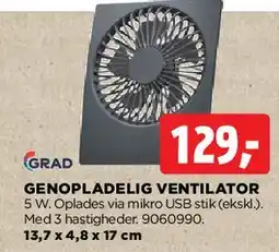 jem & fix Genopladelig ventilator tilbud