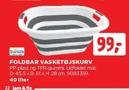 jem & fix Foldbar vasketøjskurv tilbud