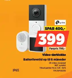 Power Tp-link Video-dørklokke Batterilevetid op til 6 måneder tilbud