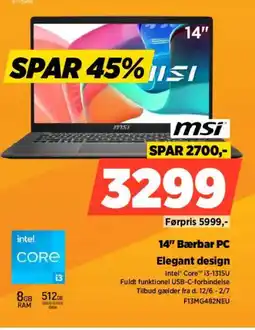 Power Msi 14" Bærbar PC Elegant design tilbud