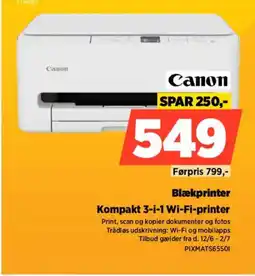 Power Canon Blækprinter Kompakt 3-i-1 Wi-Fi-printer tilbud