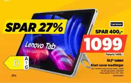 Power Lenovo 10,1" tablet Klart cover medfølger tilbud