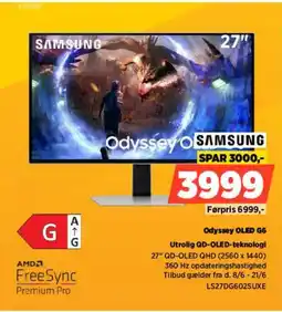 Power Samsung Odyssey OLED G6 Utrolig QD-OLED-teknologi tilbud