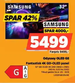 Power Samsunf Odyssey OLED G8 Fantastisk 4K QD-OLED panel tilbud
