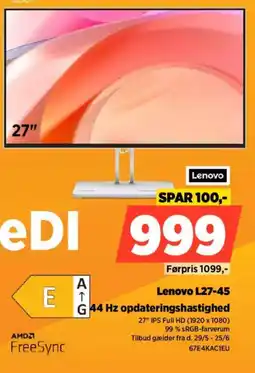 Power Lenovo L27-45 G 44 Hz opdateringshastighed tilbud