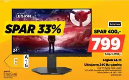 Power Lenovo Legion 24-15 Ultrajævn 240 Hz gaming tilbud