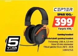 Power Cepter Gaming headset Komfortabelt gaming headset tilbud