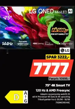 Power Lg 75" 4K Smart TV 120 Hz & AMD Freesync tilbud