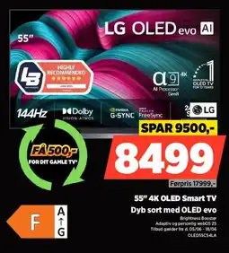 Power Lg 55" 4K OLED Smart TV Dyb sort med OLED evo tilbud