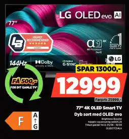 Power Lg 77" 4K OLED Smart TV Dyb sort med OLED evo tilbud