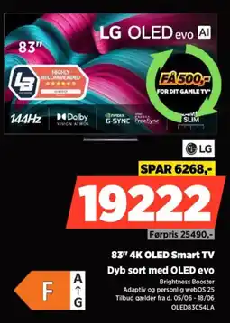 Power Lg 83" 4K OLED Smart TV Dyb sort med OLED evo tilbud