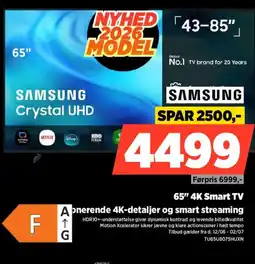 Power Samsung 65" 4K Smart TV Aonerende 4K-detaljer og smart streaming tilbud