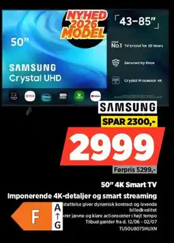 Power Samsung 50" 4K Smart TV Imponerende 4K-detaljer og smart streaming tilbud