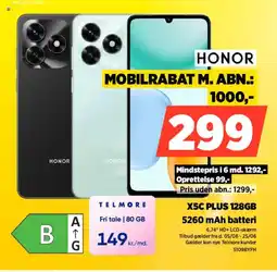 Power Honor X5C PLUS 128GB 5260 mAh batteri tilbud