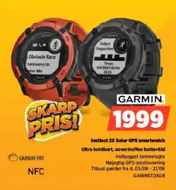 Power Garmin Instinct 2X Solar GPS smartwatch Ultra holdbart, uovertruffen batteritid tilbud