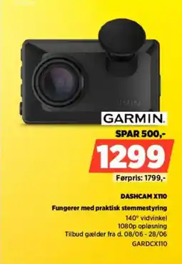 Power Garmin Dashcam X110 Fungerer med praktisk stemmestyring tilbud