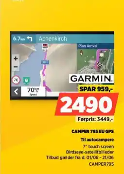 Power Garmin Camper 795 EU GPS 11l autocampere tilbud