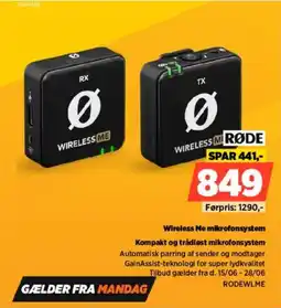 Power Røde wireless me mikrofonsystem kompakt og trådløst mikrofonsystem tilbud