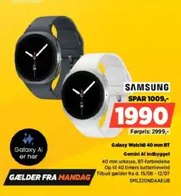 Power Samsung Galaxy Watch8.40 mm BT Gemini Al indbygget tilbud