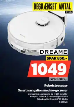 Power Dreame Robotstøvsuger Smart navigation med no-go zoner tilbud