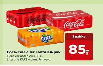 Kvickly Coca-Cola eller Fanta 24-pak tilbud
