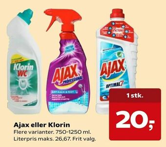Kvickly Ajax eller Klorin tilbud