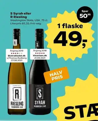 Kvickly S Syrah eller R Riesling tilbud