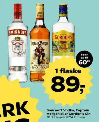 SuperBrugsen Smirnoff Vodka, Captain Morgan eller Gordon's Gin tilbud