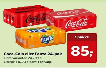 SuperBrugsen Coca-Cola eller Fanta 24-pak tilbud