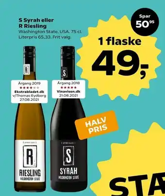 SuperBrugsen S Syrah eller R Riesling tilbud