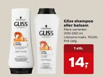 SuperBrugsen Gliss shampoo eller balsam tilbud