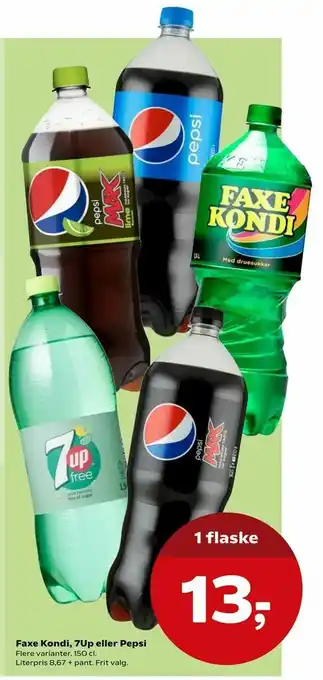 SuperBrugsen Faxe Kondi, 7Up eller Pepsi tilbud