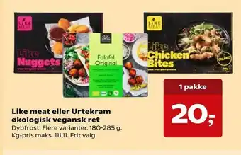 SuperBrugsen Like meat eller Urtekram økologisk vegansk ret tilbud
