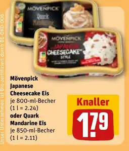 REWE DE Mövenpick Japanese Cheesecake Eis oder Quark Mandarine Eis tilbud
