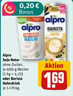 REWE DE Alpro Soja Natur oder Barista Haferdrink tilbud