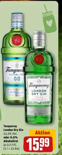 REWE DE Tanqueray London Dry Gin oder 0,0% Alkoholfrei tilbud
