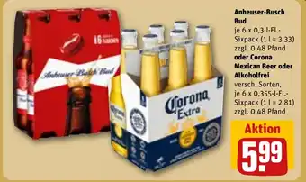 Anheuser-Busch Bud oder Corona Mexican Beer oder Alkoholfrei