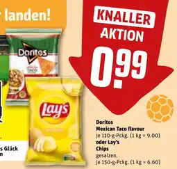 REWE DE Doritos Mexican Taco flavour oder Lay's Chips tilbud
