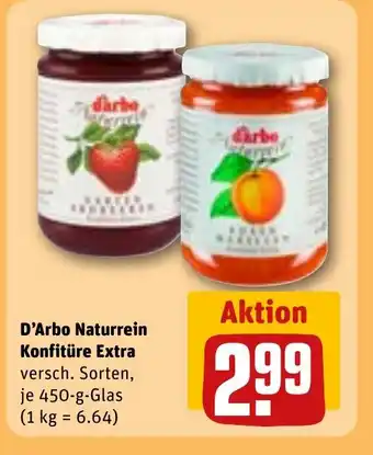 REWE DE D'Arbo Naturrein Konfitüre Extra tilbud