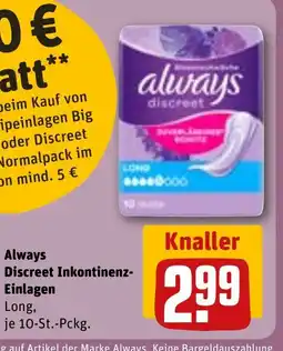 REWE DE Always Discreet Inkontinenz- Einlagen tilbud
