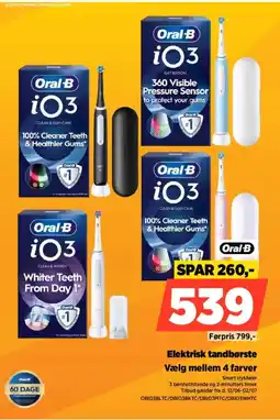 Power Oral-B Elektrisk tandbørste OBIO3BLTC/OBIO3BKTC/OBI03PITC/OBIO3WHTC tilbud