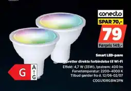 Power Conecto Smart LED-pære COGU10RGBW2PN tilbud